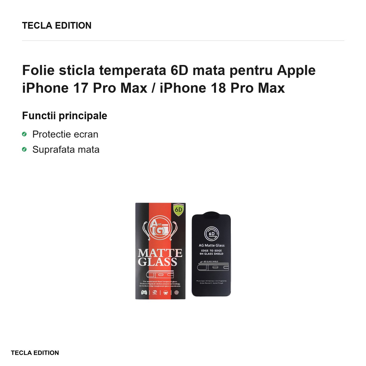 Folie sticla temperata 6D mata pentru Apple iPhone 17 Pro Max / iPhone 18 Pro Max [1]