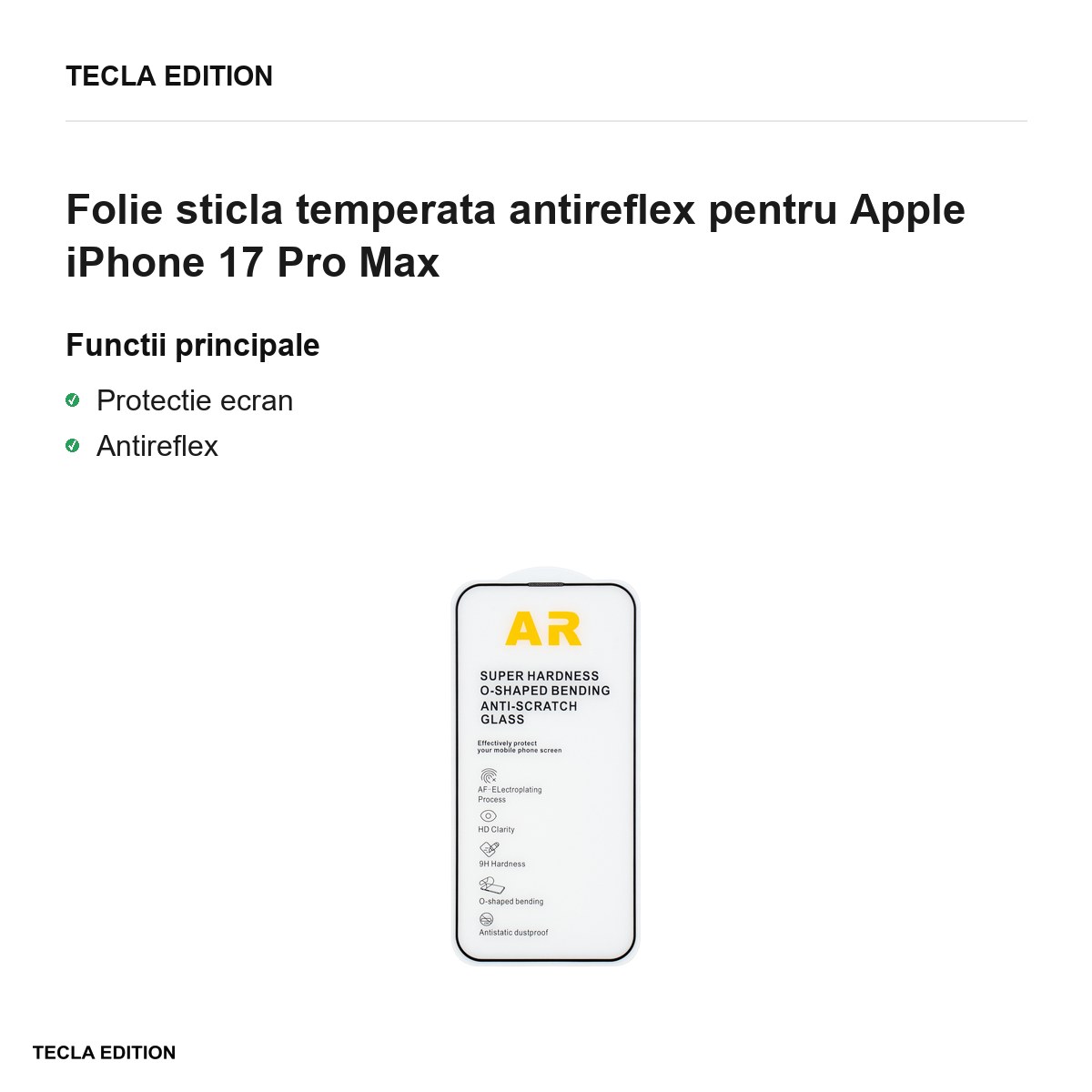 Folie sticla temperata antireflex pentru Apple iPhone 17 Pro Max [1]