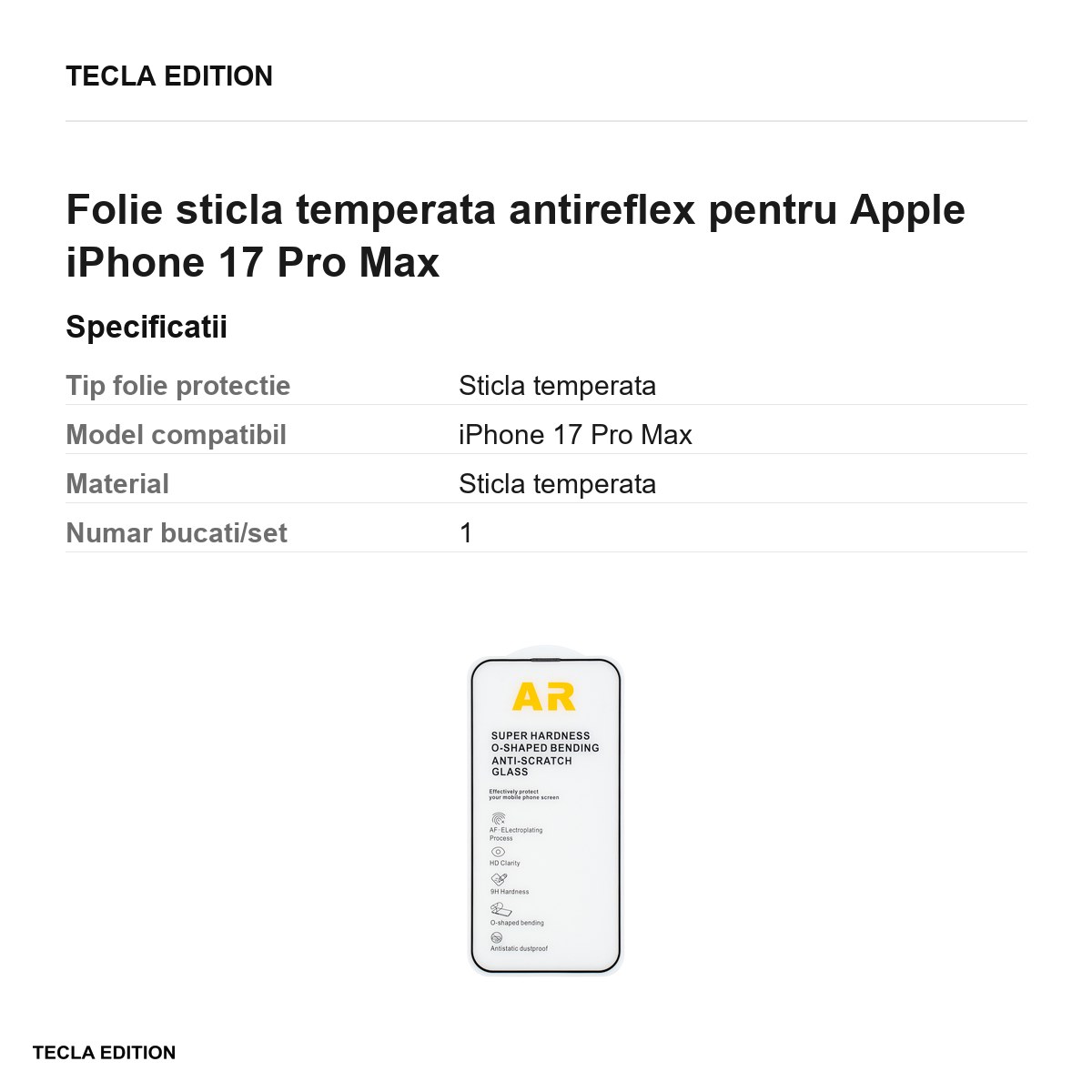 Folie sticla temperata antireflex pentru Apple iPhone 17 Pro Max [2]