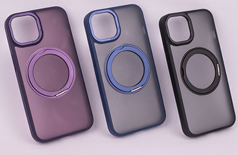 Husa Mag Ring Rotating pentru iPhone 12, Carcasa magnetica, Albastru