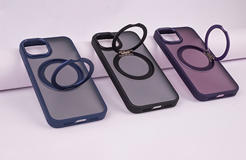 Husa Mag Ring Rotating pentru iPhone 12, Carcasa magnetica, Albastru