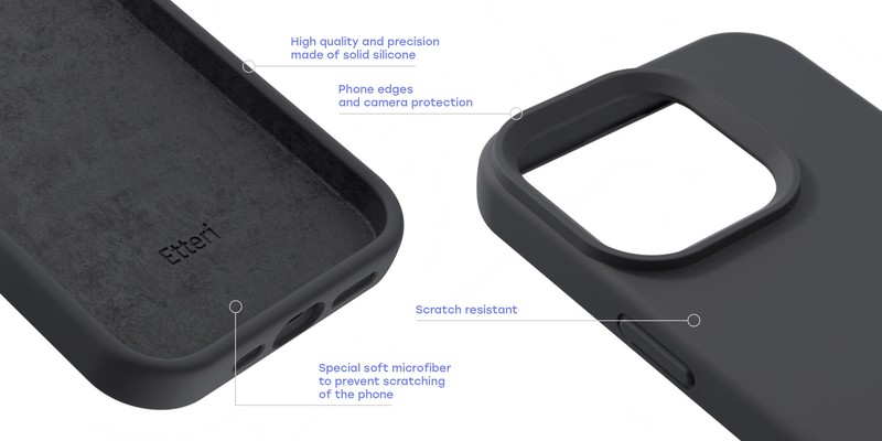 Husa Etteri Silicone pentru iPhone 14, Carcasa, Negru