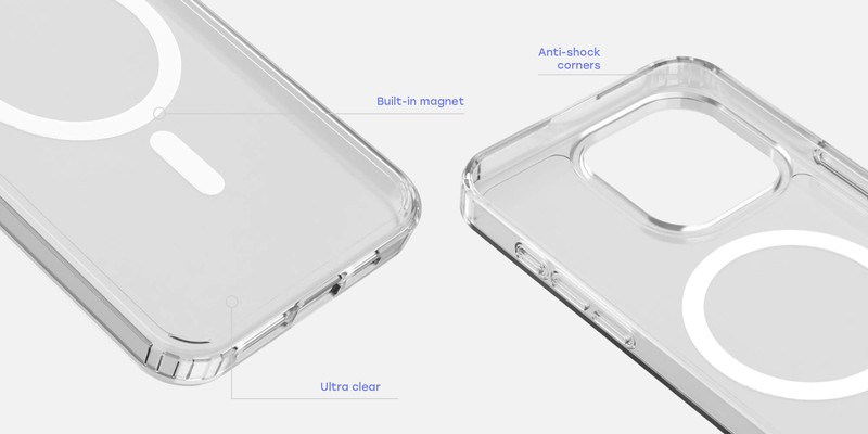 Husa Etteri Hybrid Mag pentru iPhone 15 Pro, Carcasa magnetica, Transparent