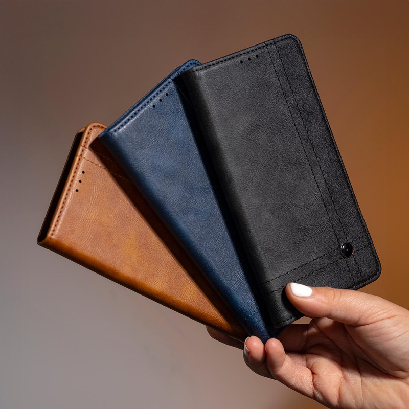 Husa Smart Seam pentru Xiaomi Redmi A3 4G, tip carte cu inchidere magnetica, Negru
