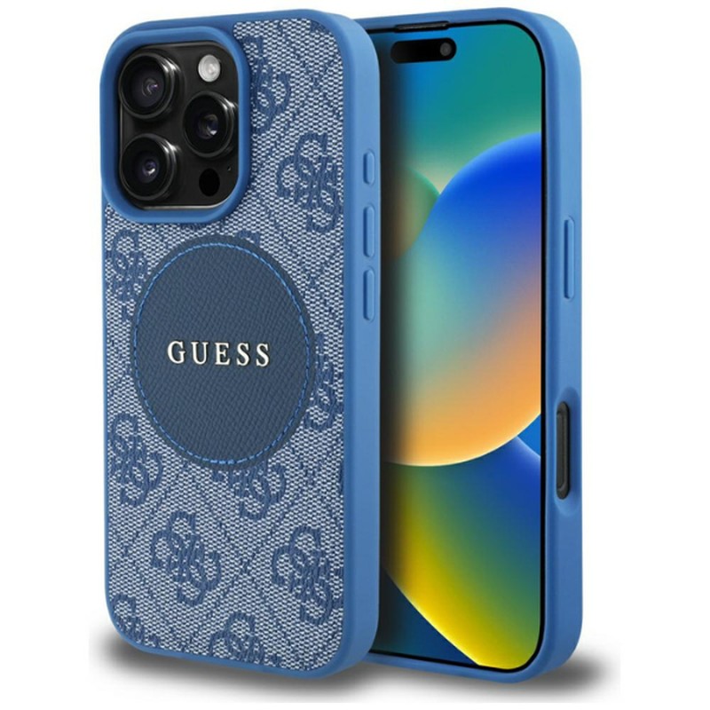 Husa Guess Hc PU 4g Circle Classic Logo pentru iPhone 16, Carcasa magnetica, Maro