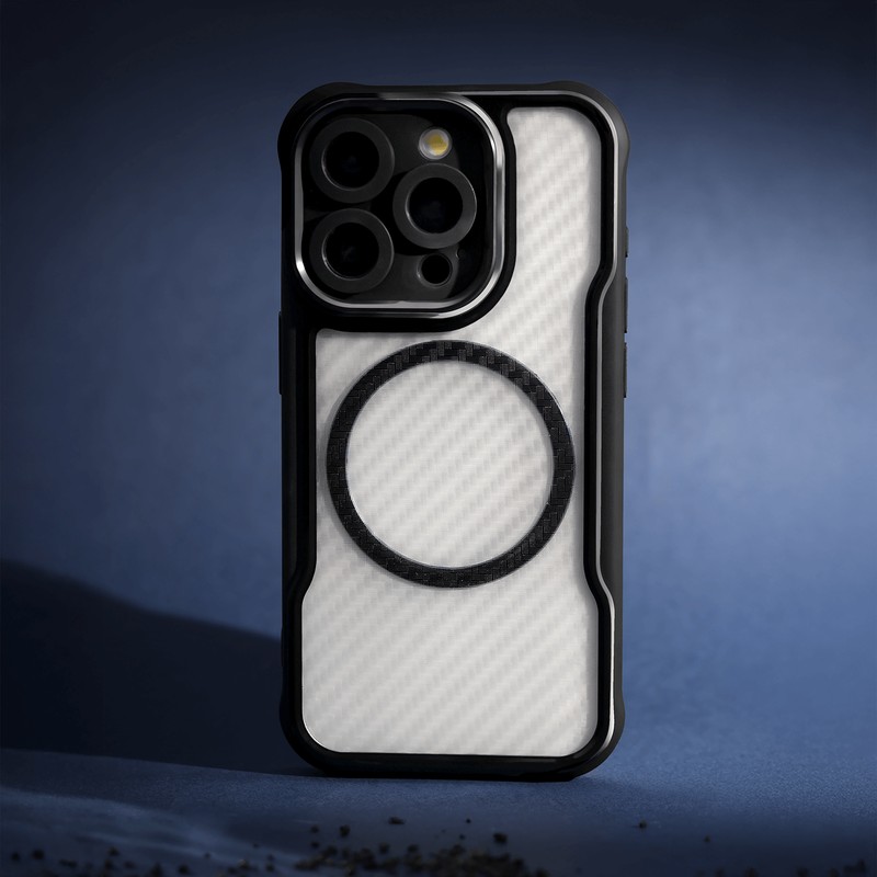 Husa Defender Carbon Mag pentru iPhone 17 Air, Carcasa magnetica, Negru