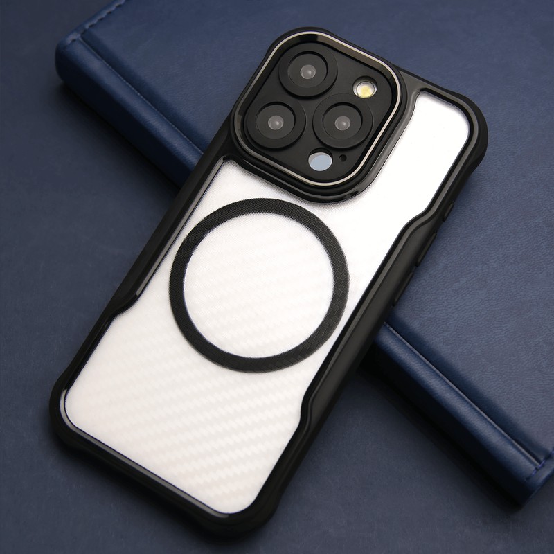 Husa Defender Carbon Mag pentru iPhone 17 Air, Carcasa magnetica, Negru