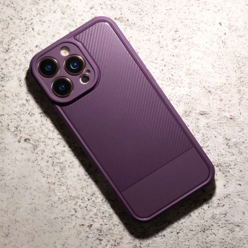 Husa Simple Carbon pentru iPhone 14, Carcasa, Mov