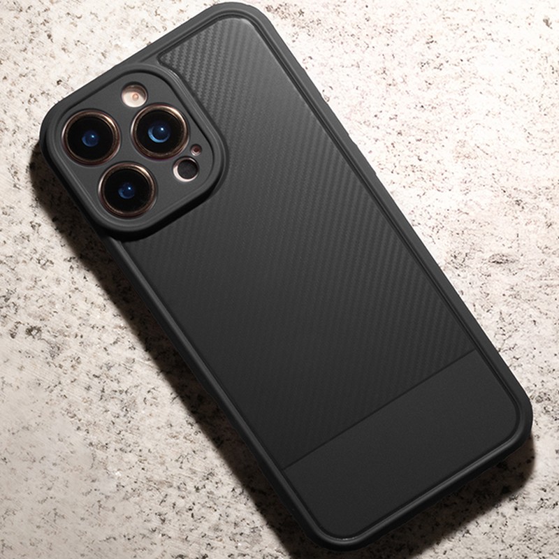 Husa Simple Carbon pentru iPhone 14, Carcasa, Mov