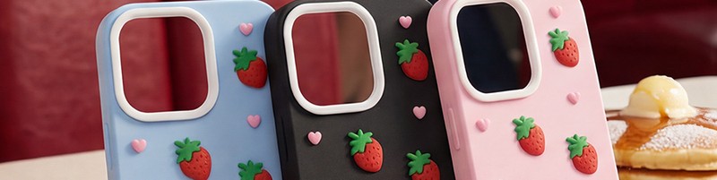 Husa Strawberry pentru iPhone 14 Pro, Carcasa, Negru