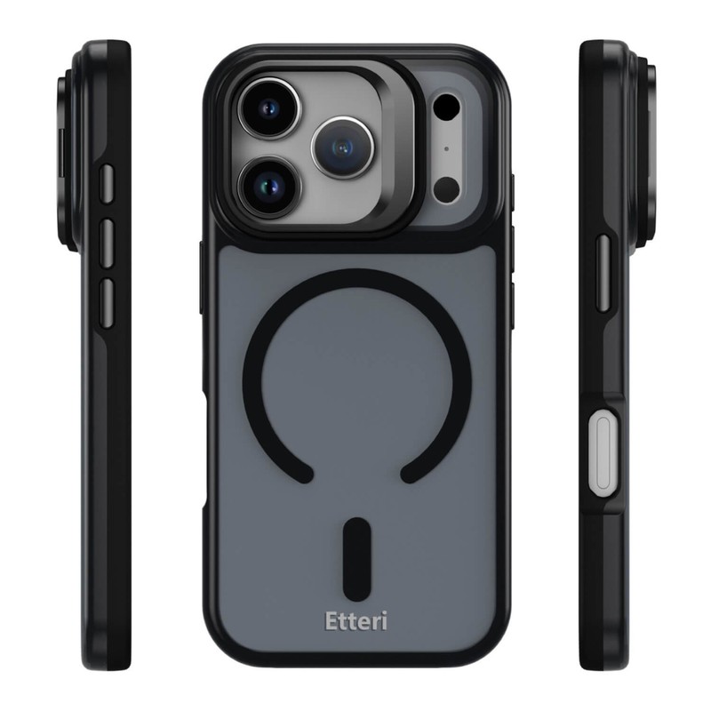 Husa Etteri Morning Fog pentru Samsung Galaxy S26 Ultra, Carcasa magnetica, functia de suport, buton metalic, PC, TPU (poliuretan termoplastic), Negru