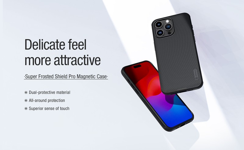 Husa Nillkin Super Frosted Shield Pro pentru Xiaomi 17 Ultra, Carcasa magnetica, Negru transparent