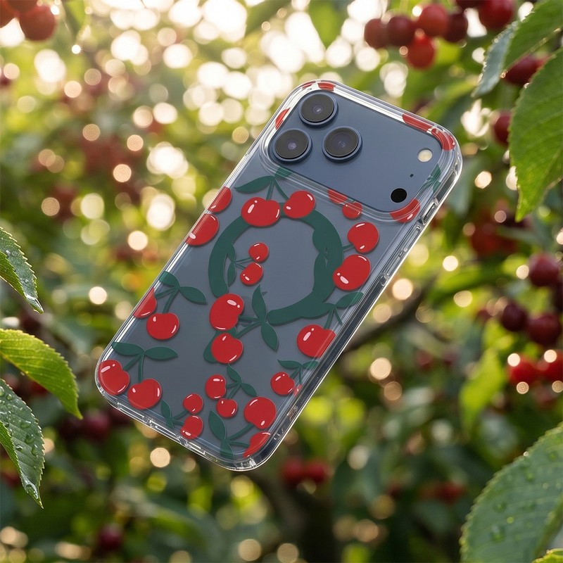 Husa Cherry Mag glitter pentru Samsung Galaxy S26 Ultra, Carcasa magnetica, decupaj mare pentru camera foto, TPU (poliuretan termoplastic), PC, Roz