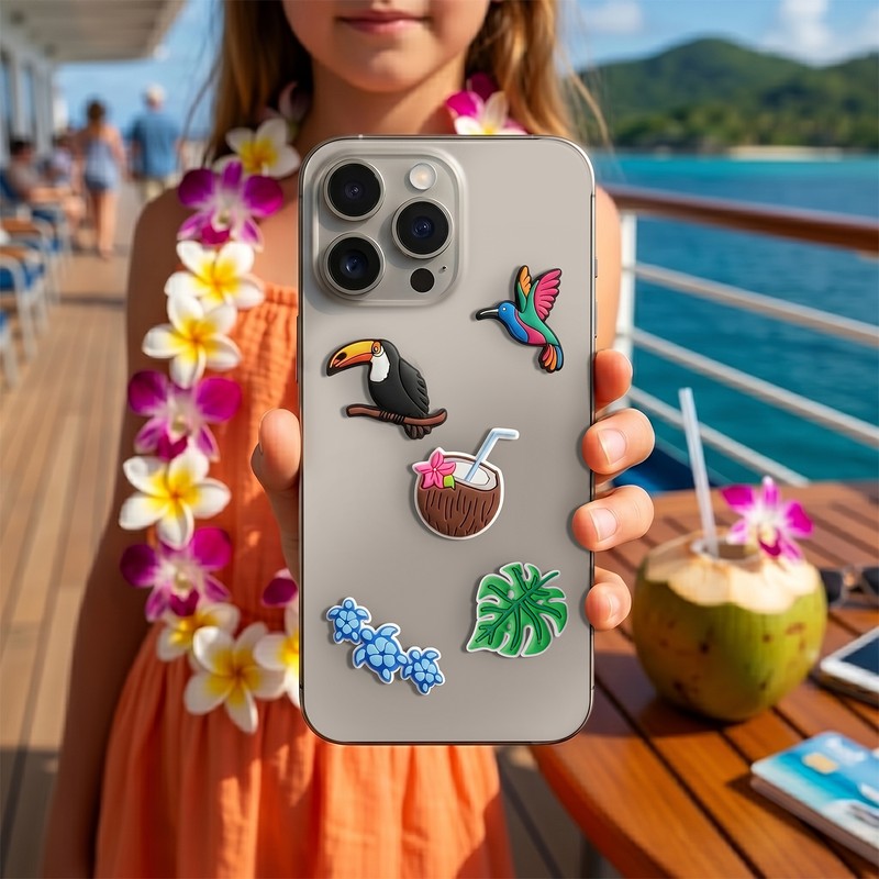 Set stickere 3D model Tropical birds