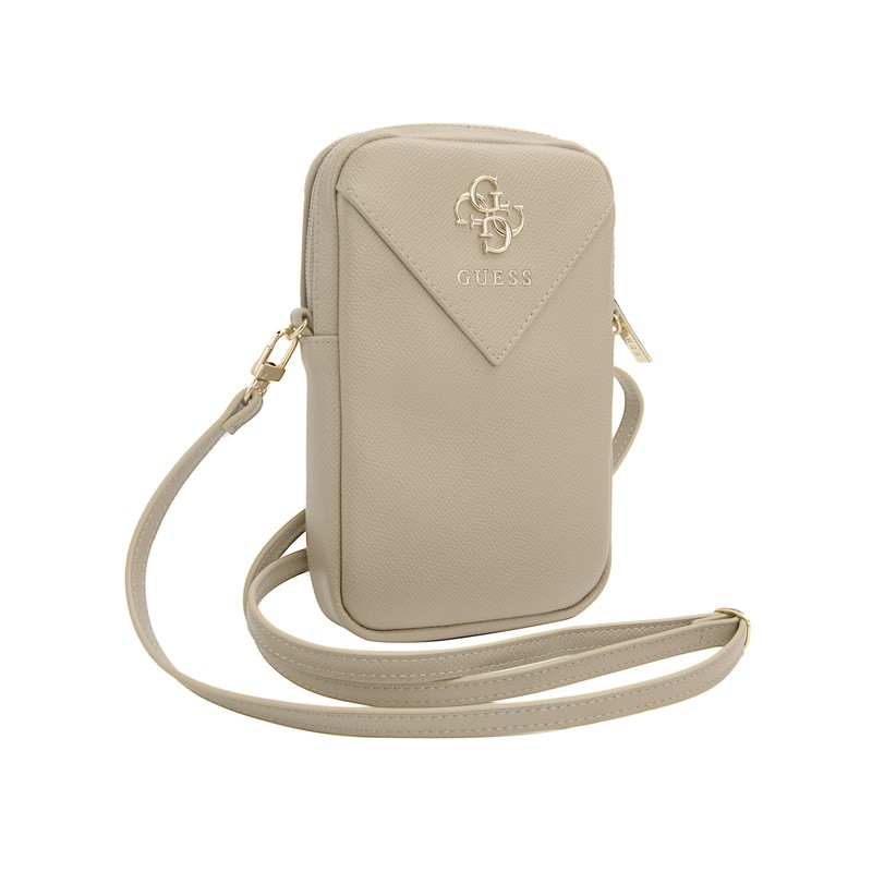 Geanta telefon Guess Zip Triangle 4G, Bej