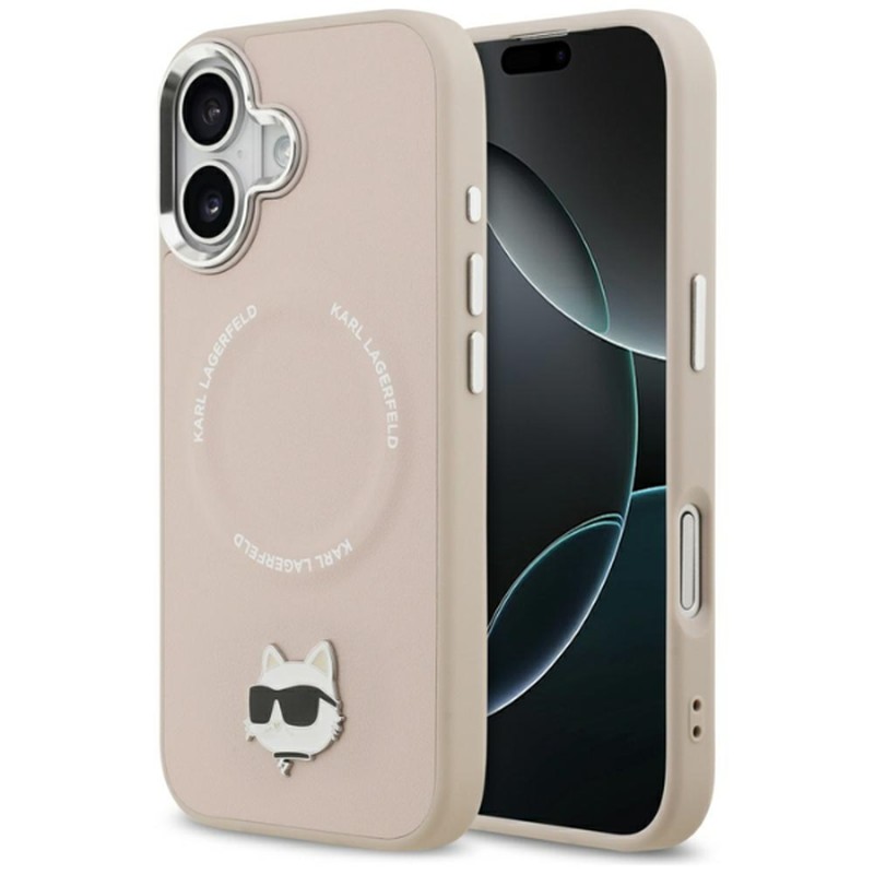 Husa Karl Lagerfeld Choupette Pin pentru iPhone 17, Carcasa magnetica, Roz