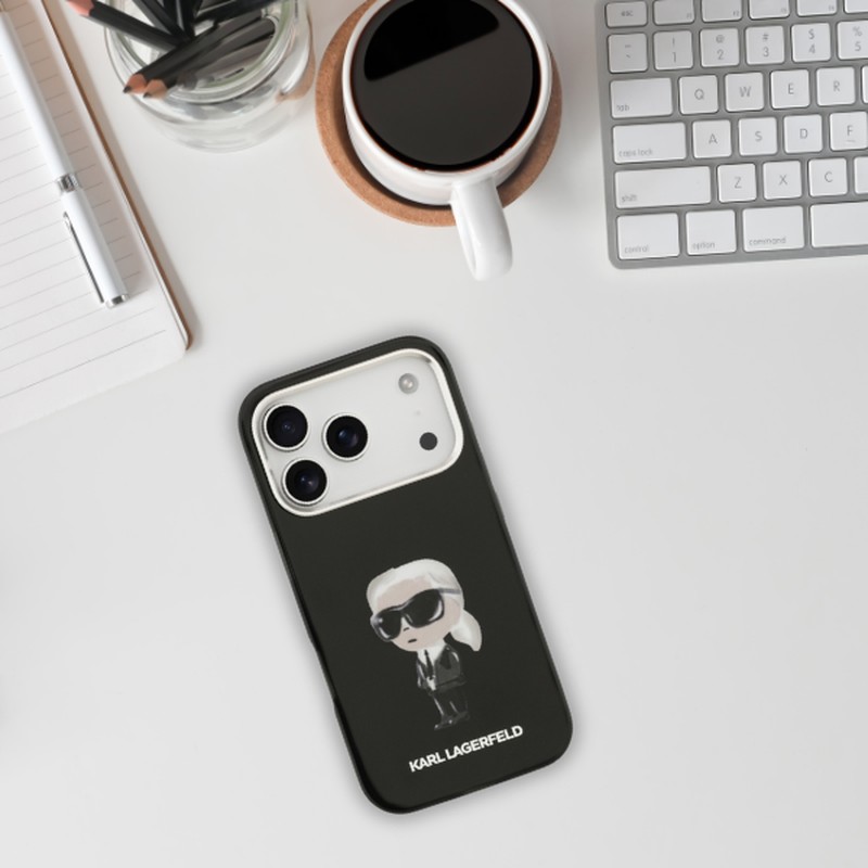 Husa Karl Lagerfeld Iml Aquarelle Karl & Logo pentru iPhone 17 Pro, Carcasa magnetica, Negru