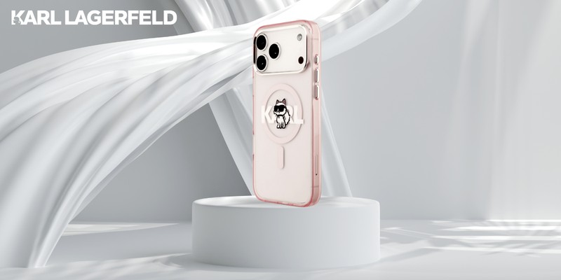 Husa Karl Lagerfeld Iml Choupette Sketch Logo pentru iPhone 17 Pro Max, Carcasa magnetica, Roz