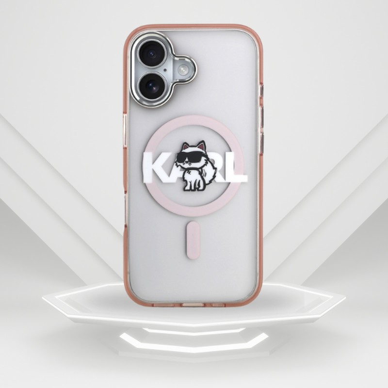 Husa Karl Lagerfeld Iml Choupette Sketch Logo pentru iPhone 17, Carcasa magnetica, Roz