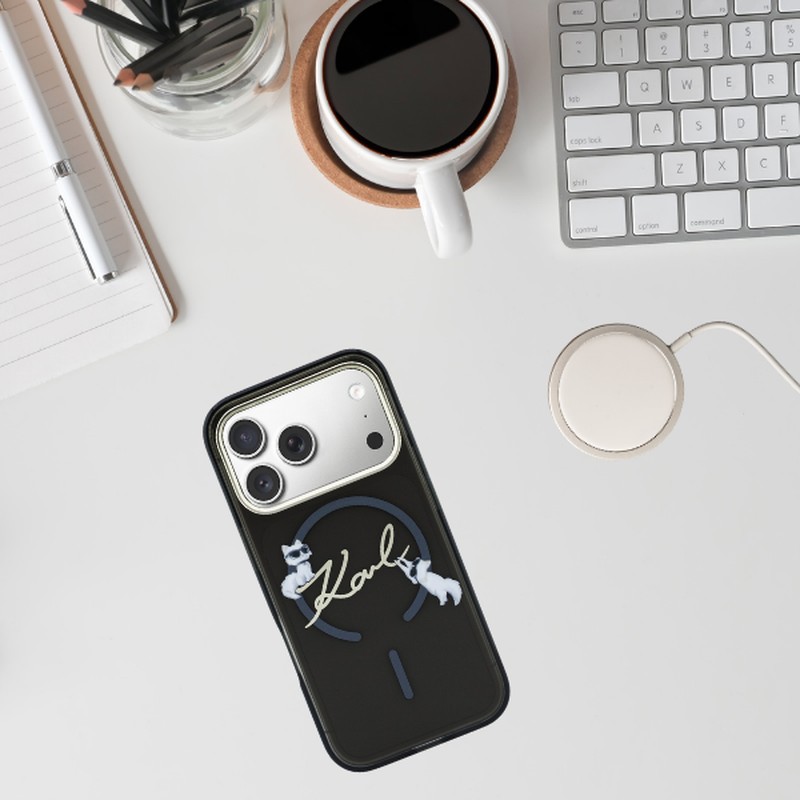 Husa Karl Lagerfeld Iml Choupettes Karl pentru iPhone 17 Pro, Carcasa magnetica, Negru