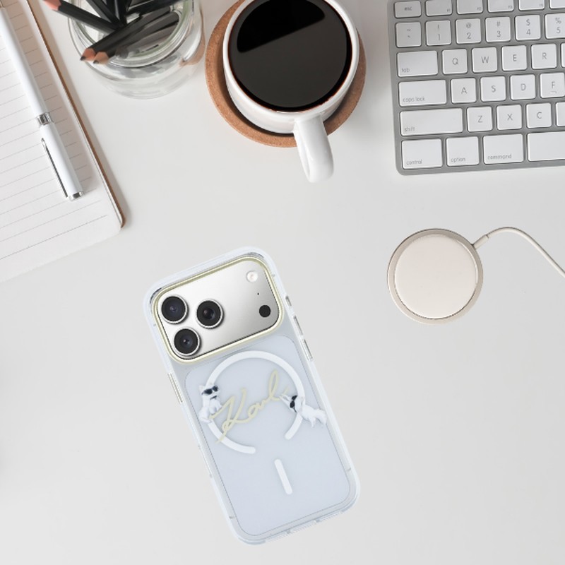 Husa Karl Lagerfeld Iml Choupettes Karl pentru iPhone 17 Pro, Carcasa magnetica, Transparent