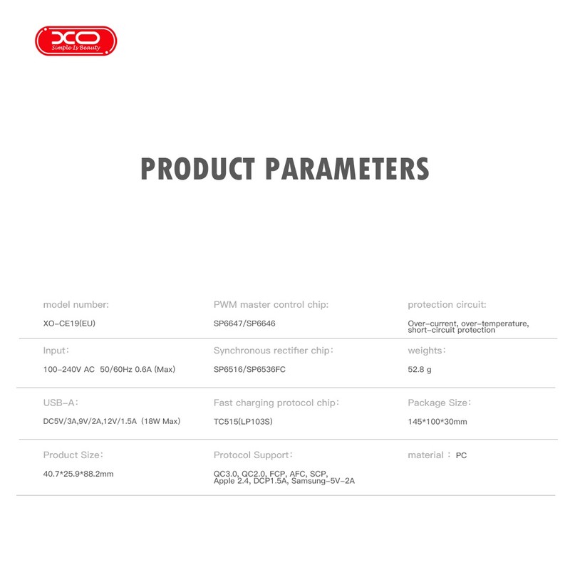 Set incarcator priza cu cablu Micro-USB XO CE19, 18W, 1 x USB-A, Quick Charge, Alb