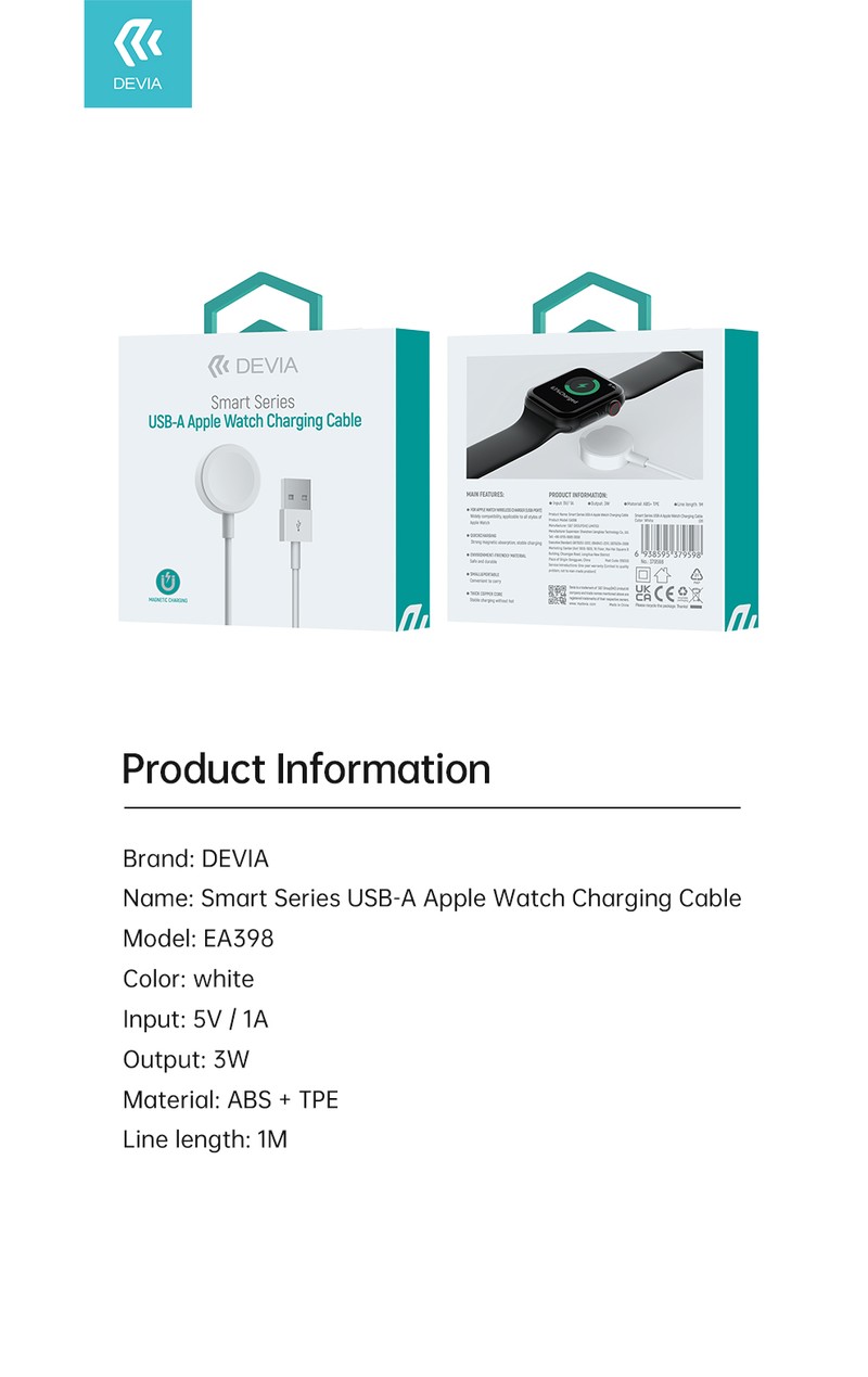 Incarcator wireless Devia Kintone, Fast Charge, Alb