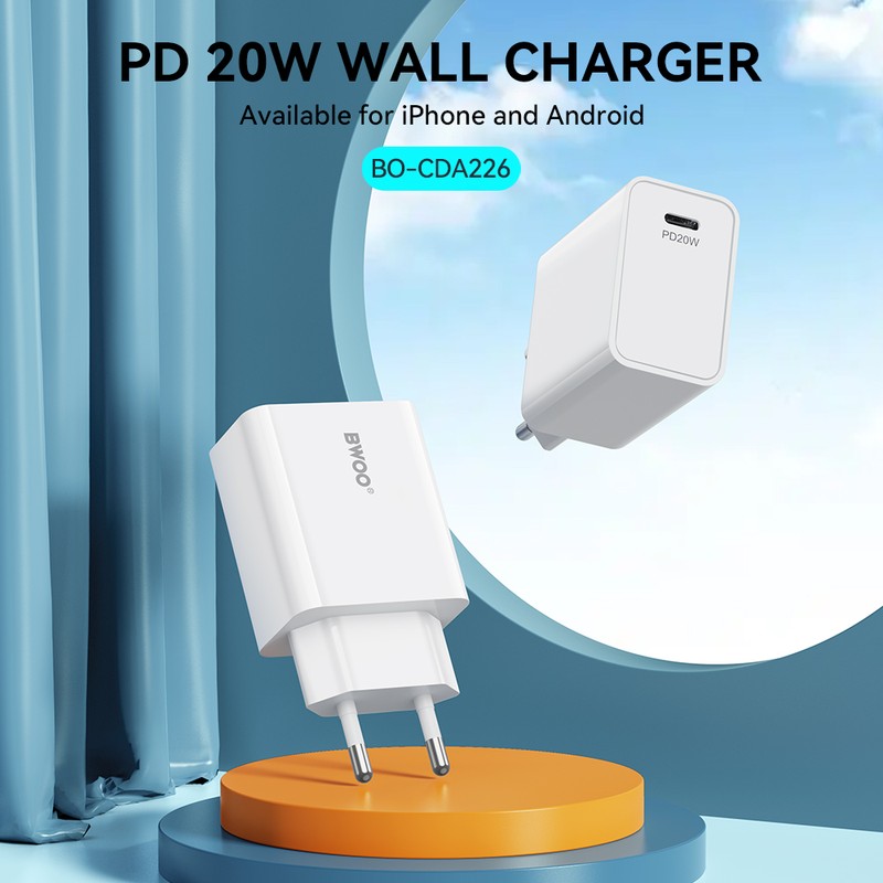 Incarcator priza BWOO CDA226, 20W, 1 x USB-C, Quick Charge, Negru