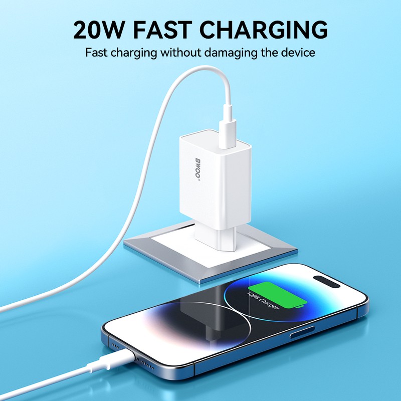 Incarcator priza BWOO CDA226, 20W, 1 x USB-C, Quick Charge, Negru