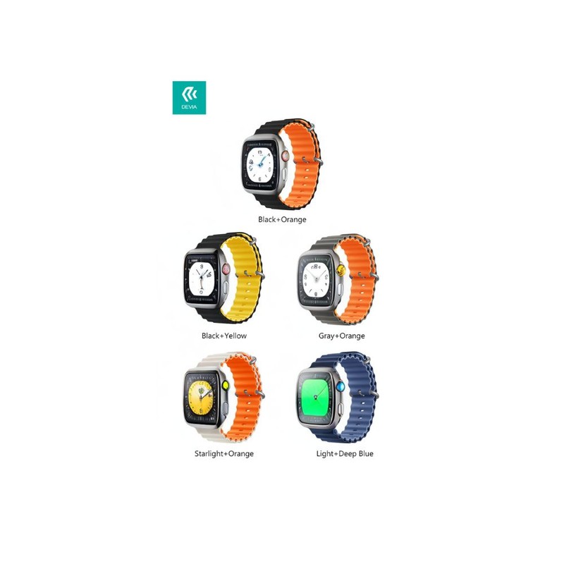 Curea smartwatch pentru Apple Watch 44/45/46/49 mm, silicon, albastru cu albastru inchis, Deluxe Sport6