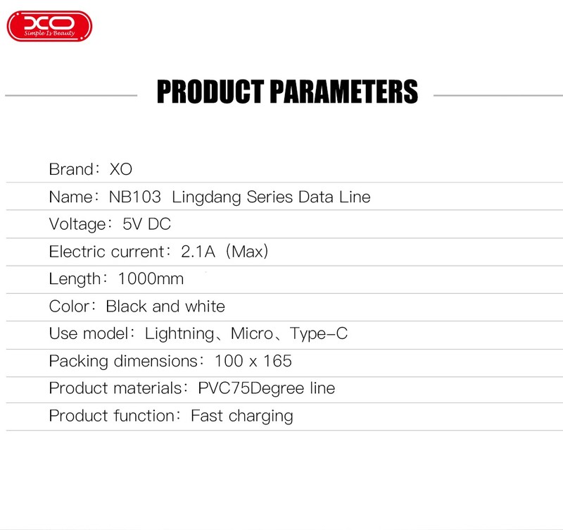 Cablu de date XO NB103, 3 in 1, USB-A - Lightning / USB-C / Micro USB, 1 m, 2,1A, negru