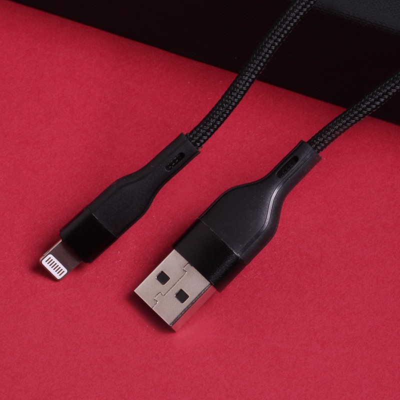 Cablu de date Maxlife MXUC-07, USB-A - Lightning, 1 m, 2,4A, negru