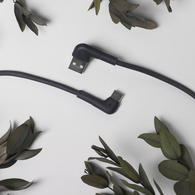 Cablu de date Maxlife MXUC-09 angle, USB-A - USB-C, 1 m, 3A, negru