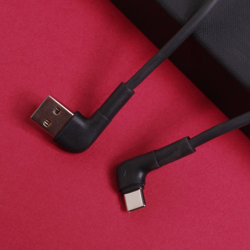 Cablu de date Maxlife MXUC-09 angle, USB-A - USB-C, 1 m, 3A, negru
