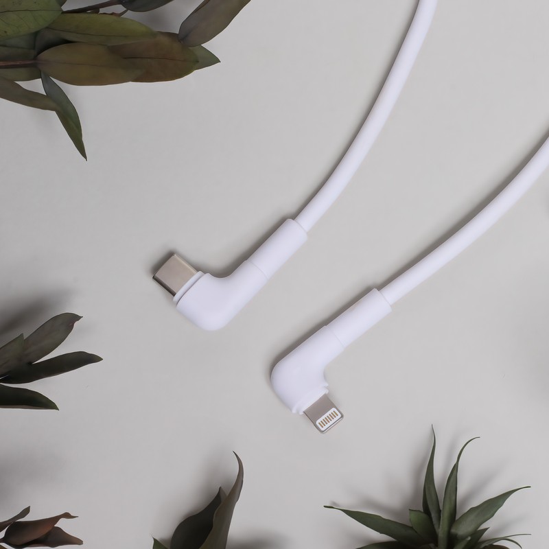Cablu de date Maxlife MXUC-09 angle, USB-C - Lightning, 1 m, 27W, alb