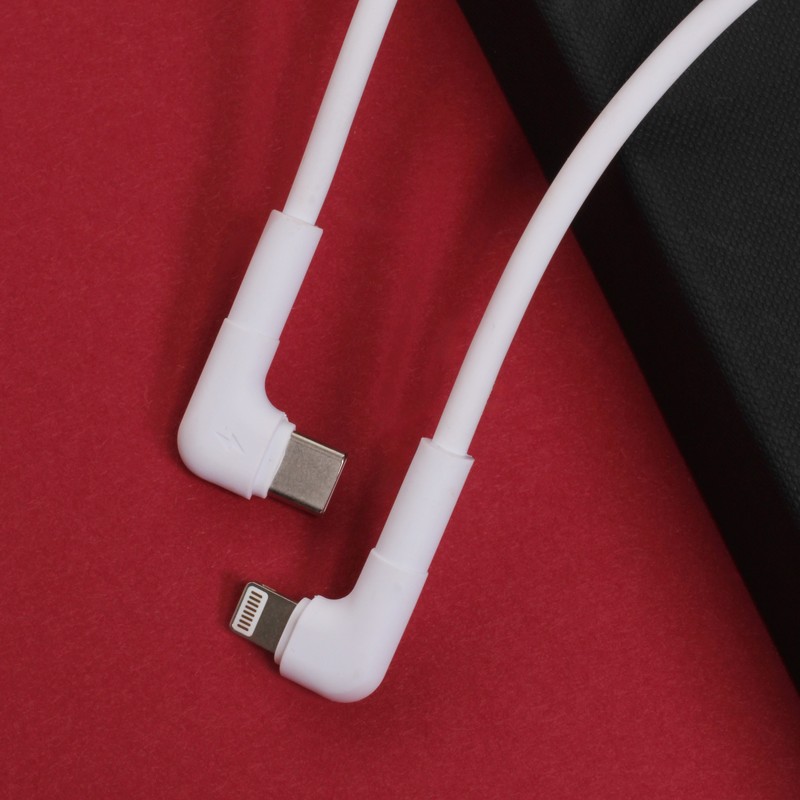 Cablu de date Maxlife MXUC-09 angle, USB-C - Lightning, 1 m, 27W, alb
