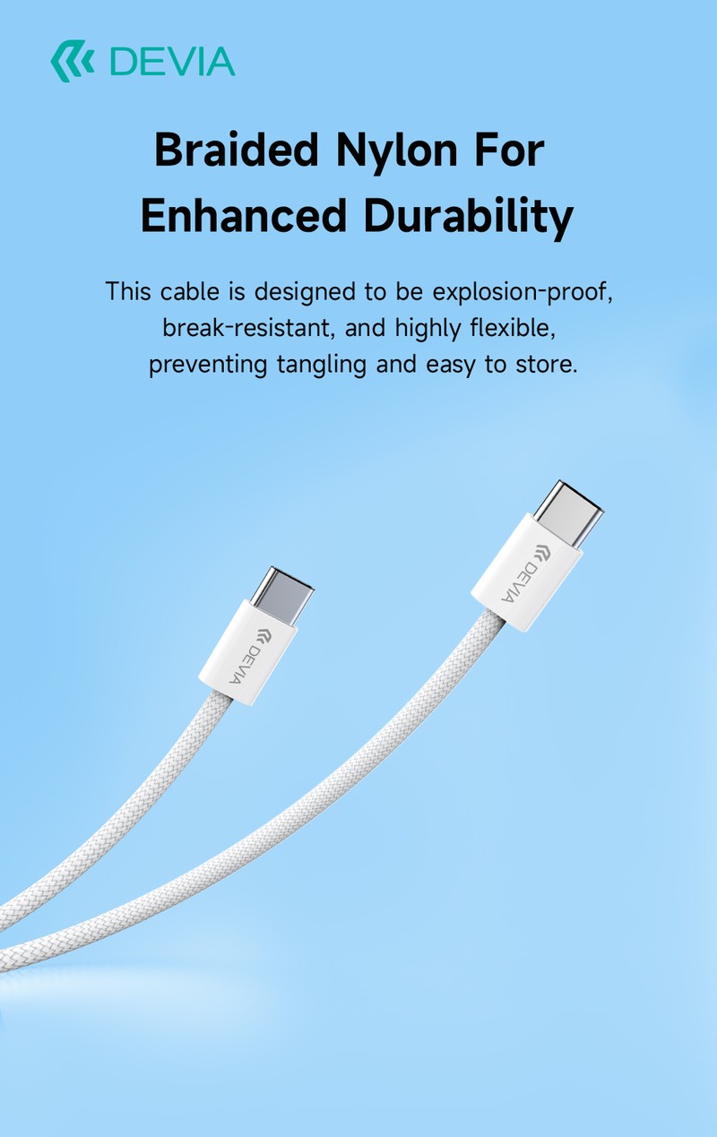 Cablu de date Devia Smart EC325, USB-C - USB-C, 1 m, 60W 3A, albastru