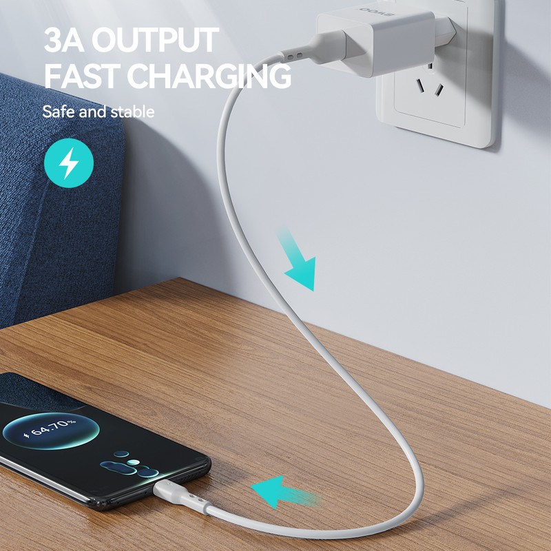 Cablu de date BWOO BO-X172C, USB-A - USB-C, 1 m, 3A, alb