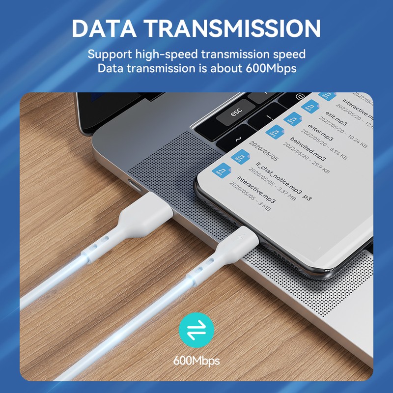 Cablu de date BWOO BO-X172C, USB-A - USB-C, 1 m, 3A, alb