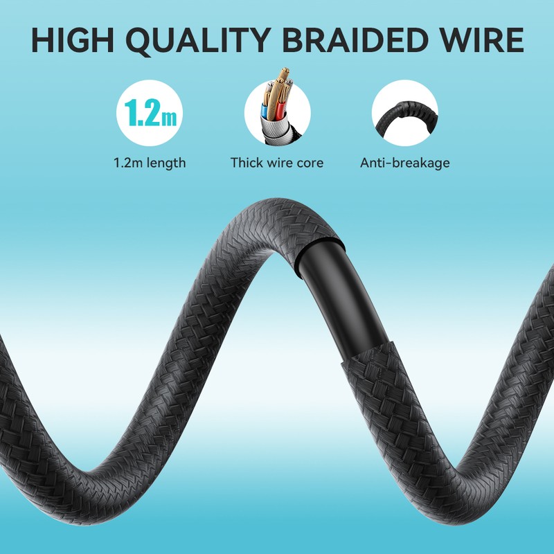 Cablu de date BWOO AUX BO-AUX068, Jack 3.5 mm - Lightning, 1,2 m, negru