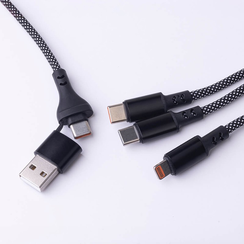 Cablu de date Maxlife ALLin1, USB-C - Lightning, 1 m, 66W, negru