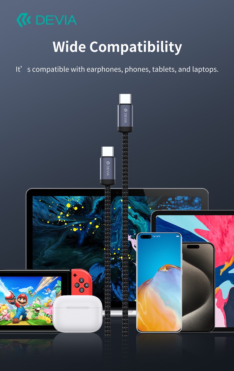 Cablu de date Devia Gracious EC645, USB-C - Lightning, 1 m, 27W 3A, negru