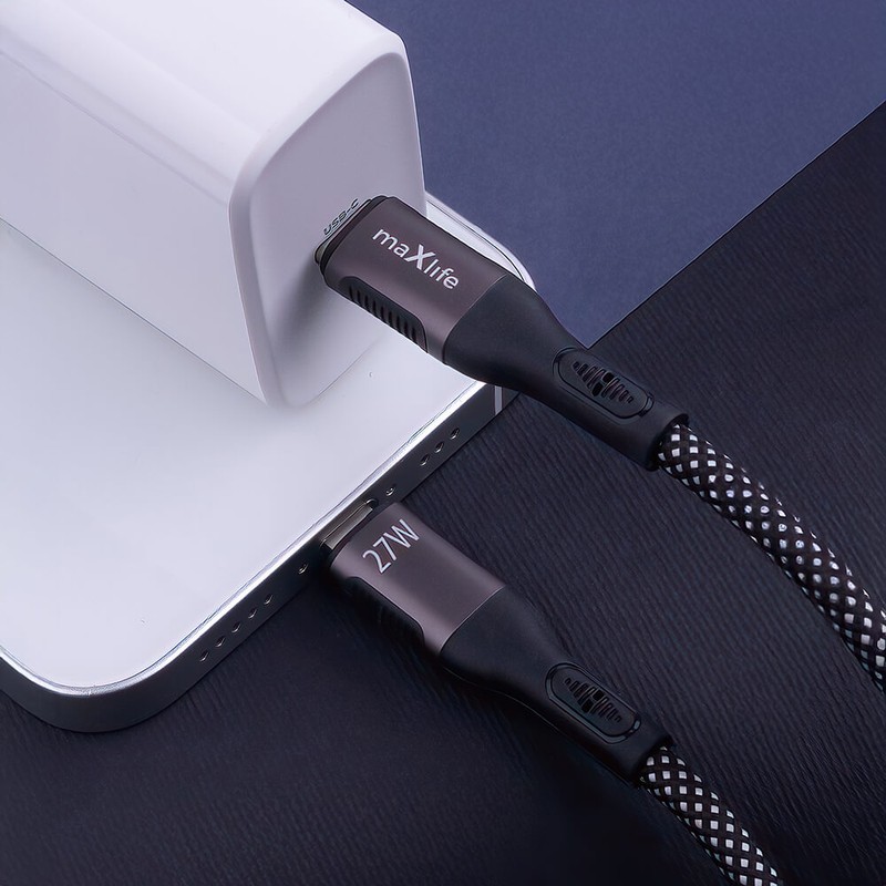 Cablu de date Maxlife MXUC-11, USB-C - USB-C, 1 m, 100W, negru