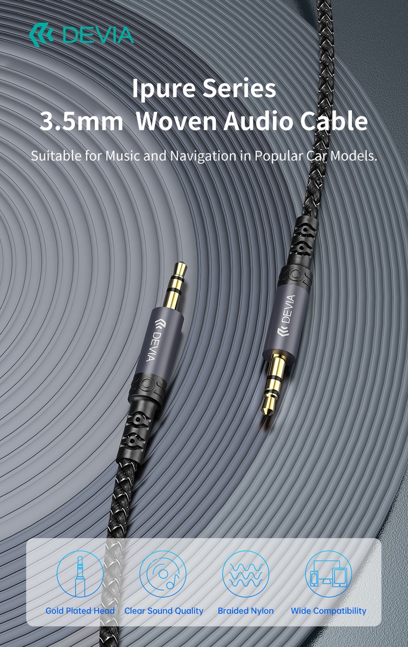 Cablu de date Devia Ipure EC619, Jack 3.5 mm - Lightning, 1 m, negru