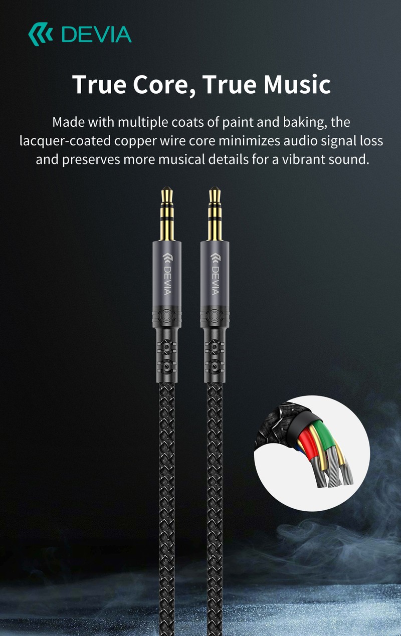 Cablu de date Devia Ipure EC619, Jack 3.5 mm - Lightning, 1 m, negru