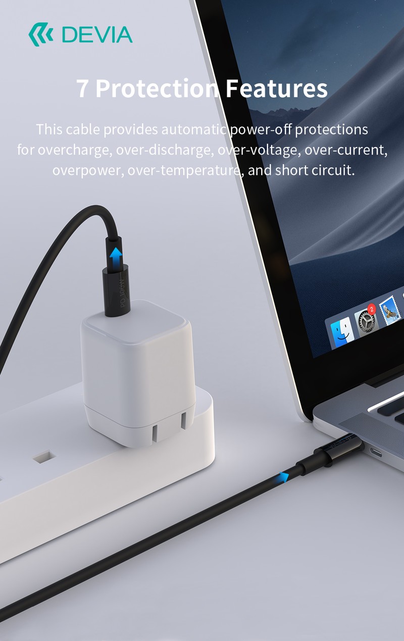 Cablu de date Devia Smart EC317, USB-C - USB-C, 1,5 m, 100W 5A, negru