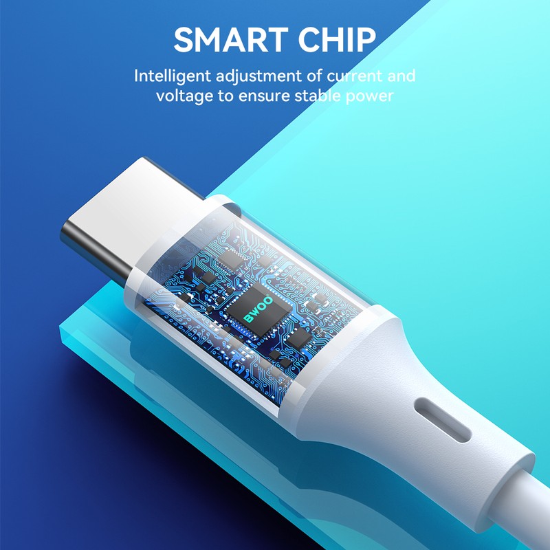 Cablu de date BWOO, USB-C - USB-C, 2 m, 60W, alb