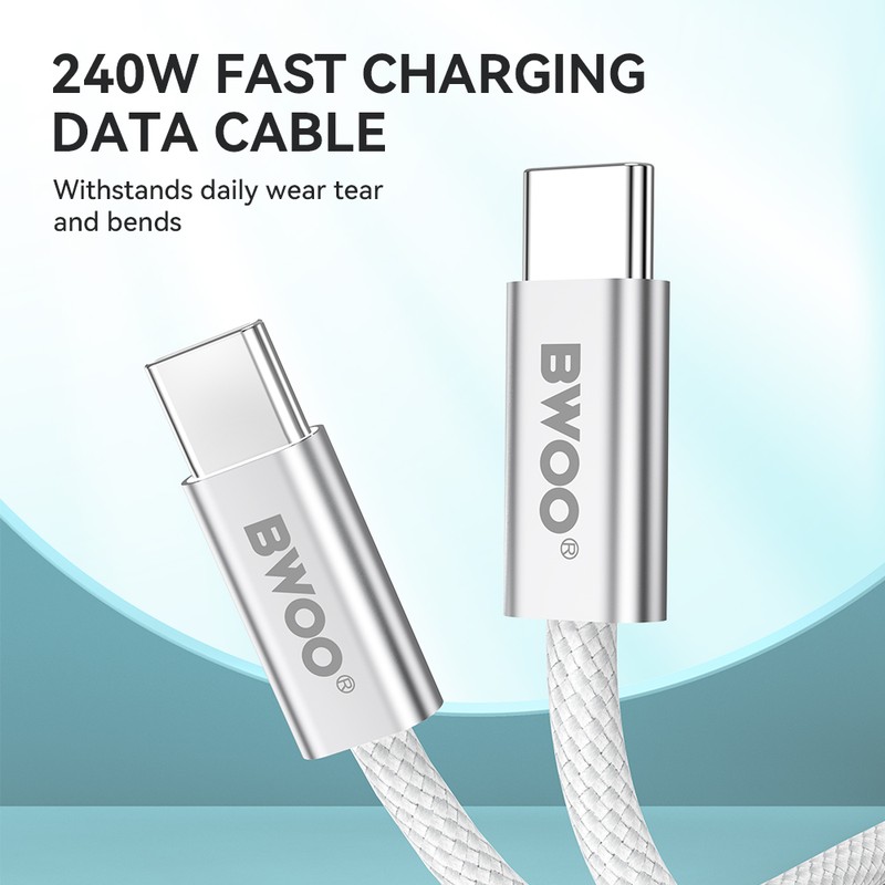 Cablu de date BWOO BO-X317C-C, USB-C - USB-C, 1 m, 240W, alb
