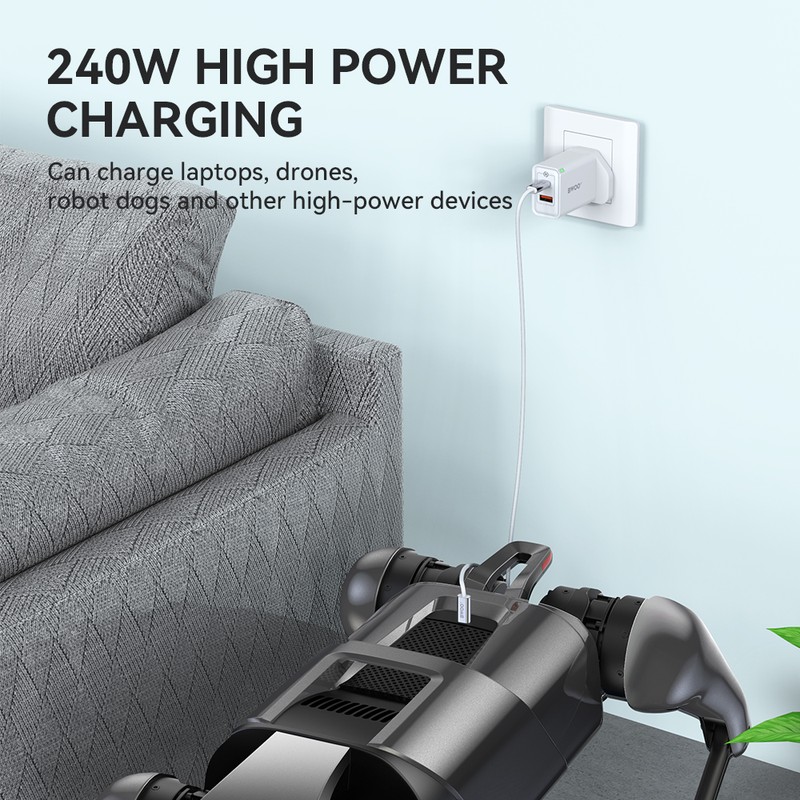 Cablu de date BWOO BO-X317C-C, USB-C - USB-C, 1 m, 240W, alb