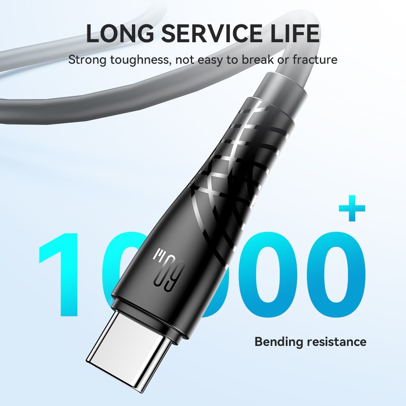 Cablu de date BWOO BO-X318, USB-C - USB-C, 1 m, 60W, negru